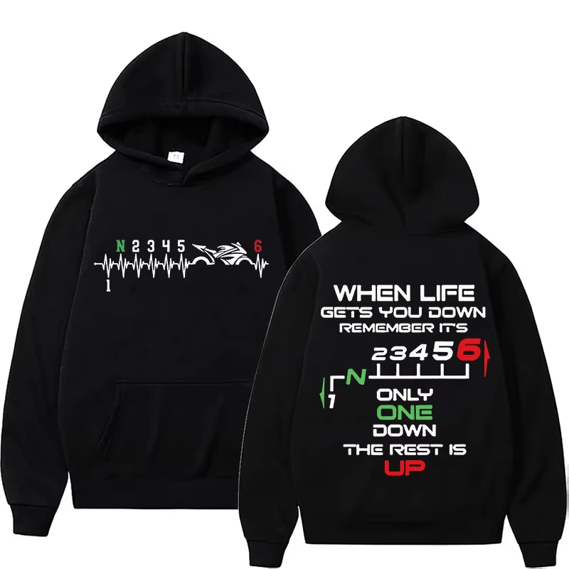 Motorcycle Gear Hoodie - Nieuwe 1N23456 Motorcycle Gear Biker Hartslag
