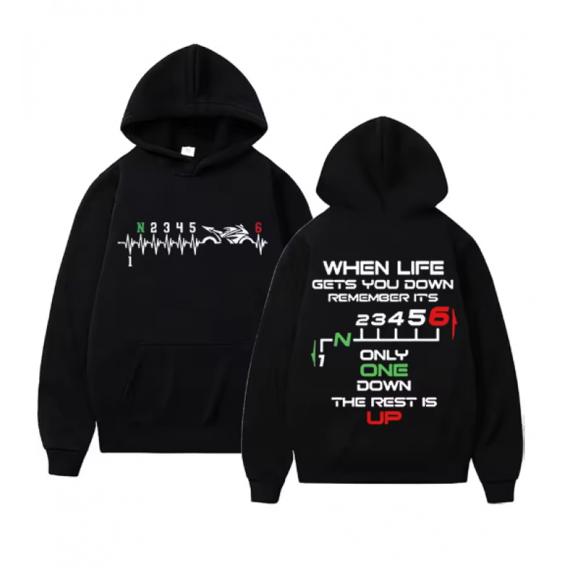 Motorcycle Gear Hoodie - 1N23456 Unisex motorfietsuitrusting Biker Heartbeat Hoodie