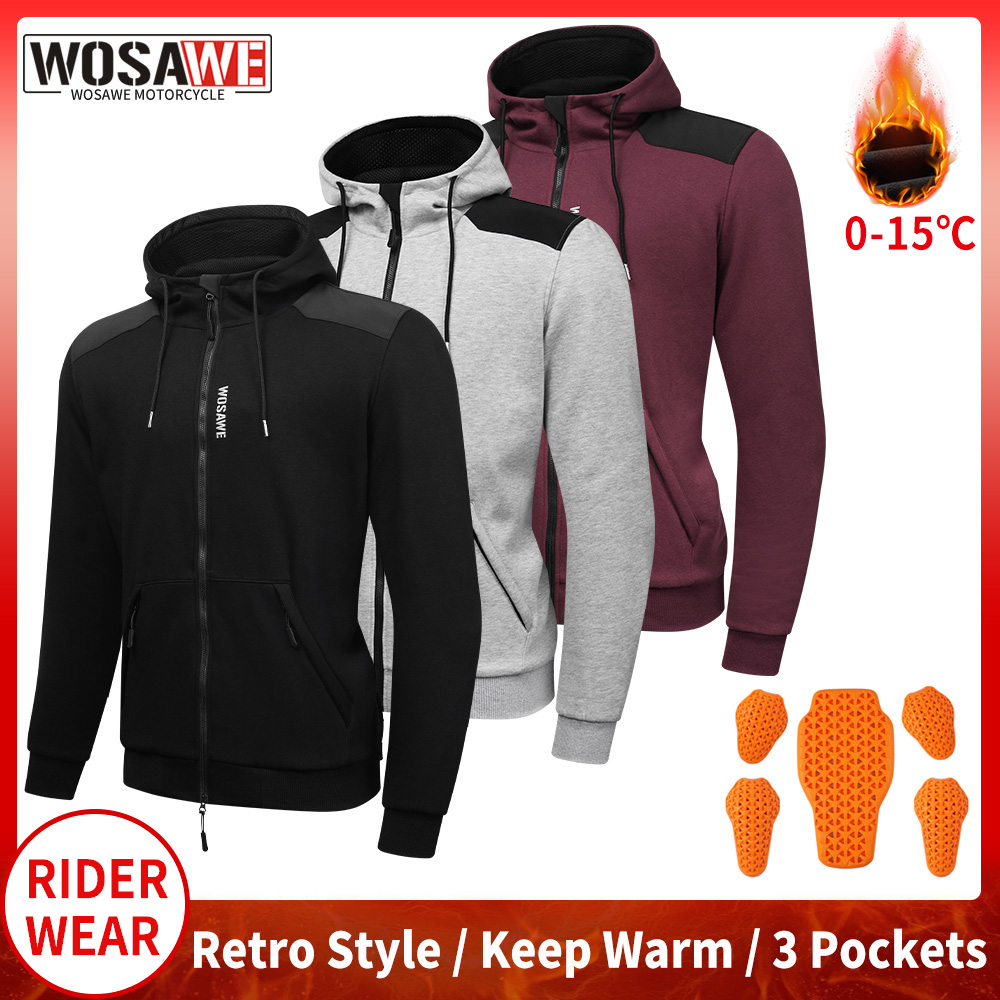 Motorcycle Gear Hoodie - WOSAWE motorfiets hoodie-jas motorcross warme jas