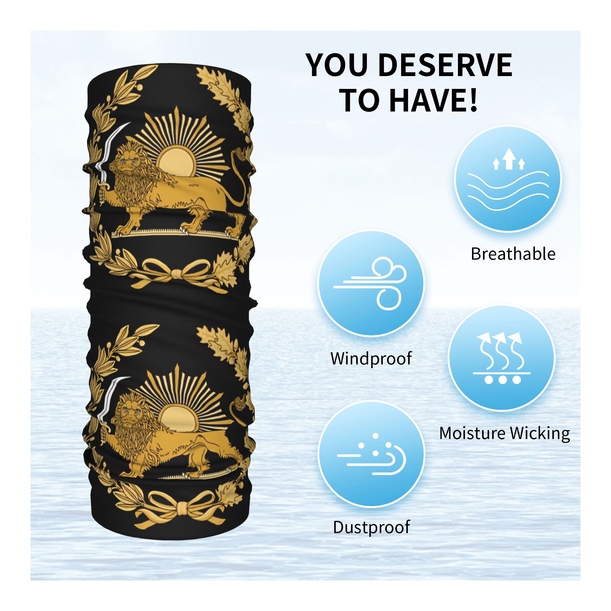 Leeuw en zon embleem van Perzi - Neck Warmer Balaclava recensie en prijs