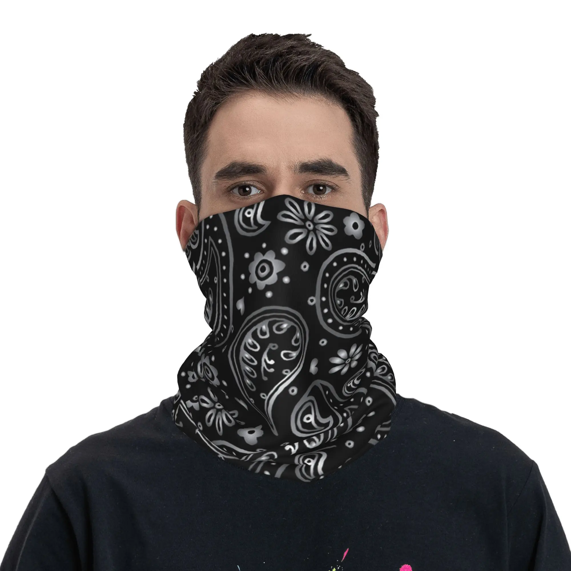 Nieuwe zilverzwarte paisley-de - Neck Warmer Balaclava recensie en prijs