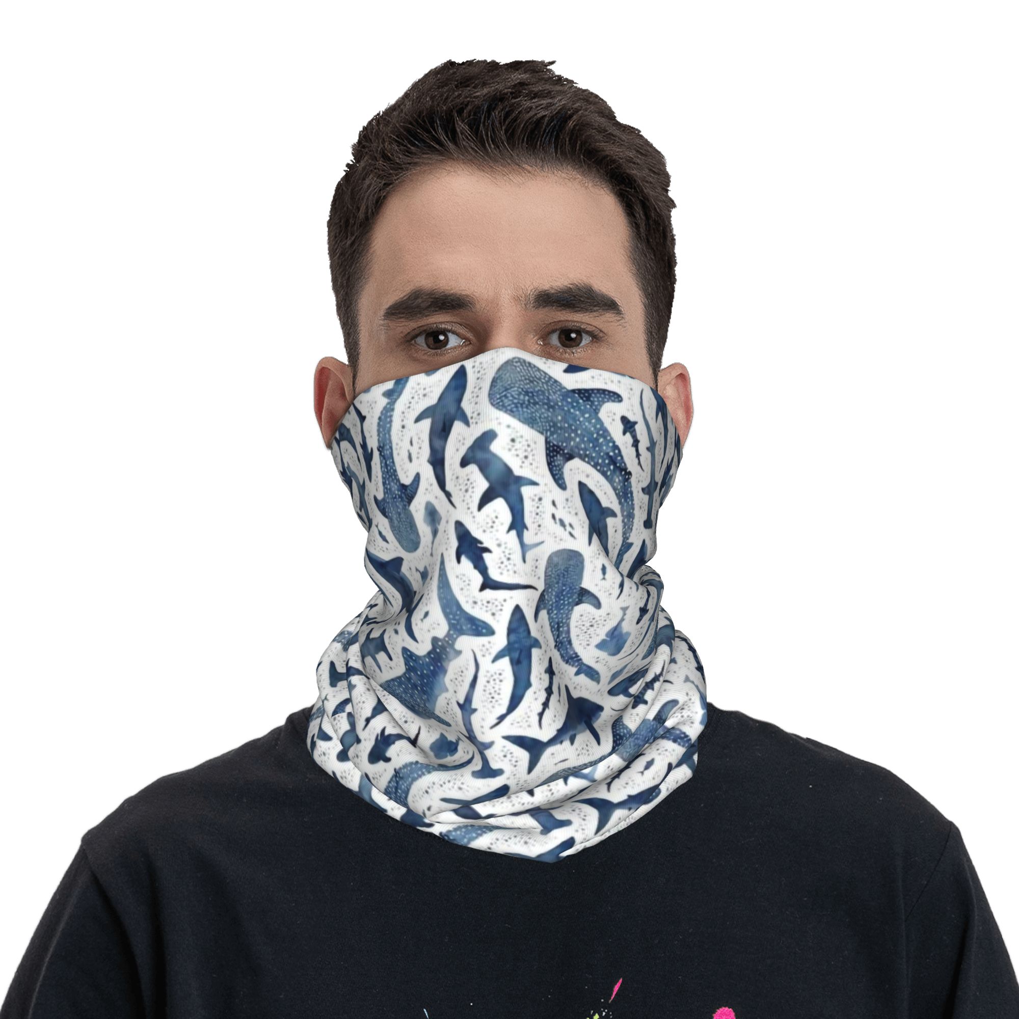 Aangepaste blauwe aquarel haai - Neck Warmer Balaclava recensie en prijs